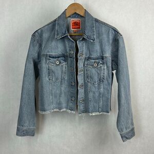 NEW Sendero The Taylor Denim Jacket Sz Small Cropped Raw Hem Button Front Light